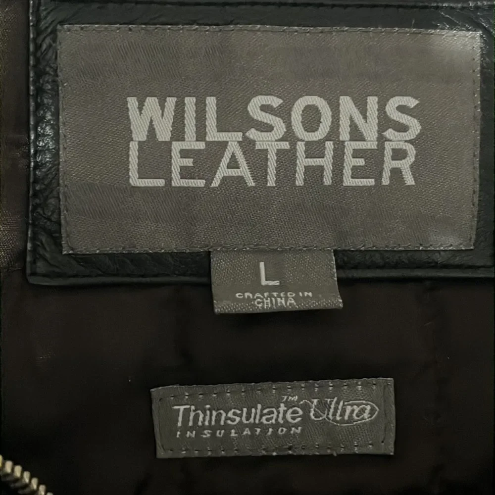 🔥🔥 WILSONS LEATHER Women’s Black Leather Jacket Thinsulate Zip Removable Liner